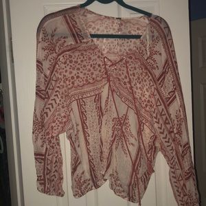 free people sheer lace up top